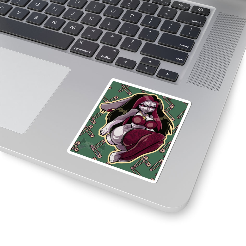 Selena Rose Pin-Up Kiss-Cut Sticker — Dark Cute Bunny Design