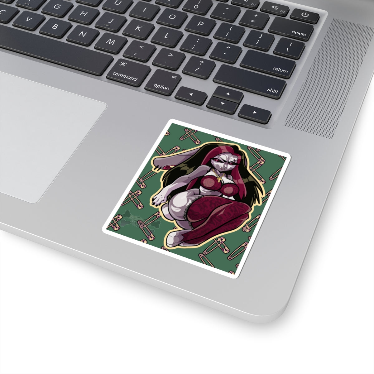 Selena Rose Pin-Up Kiss-Cut Sticker — Dark Cute Bunny Design