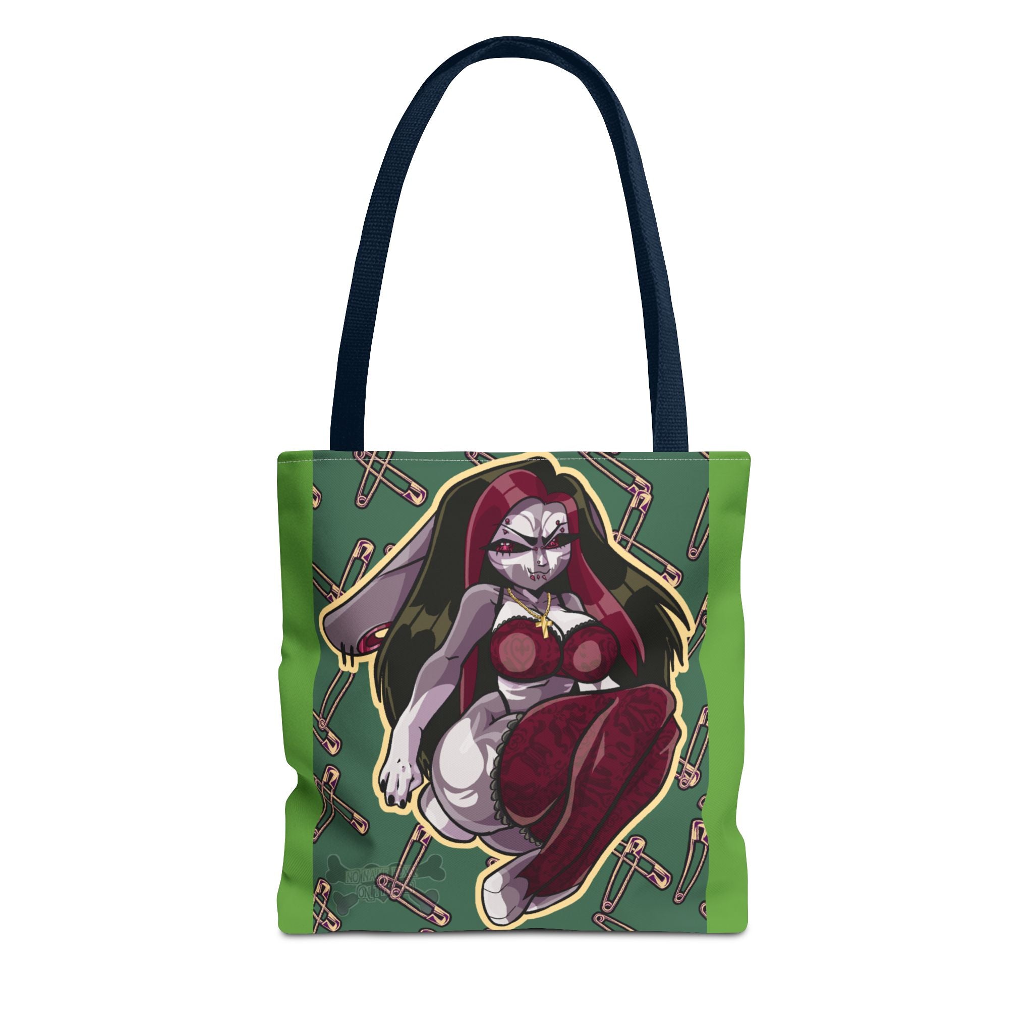 Witch Bunny Pinup Tote Bag | All-Over Print, Gothic Bunny Illustration