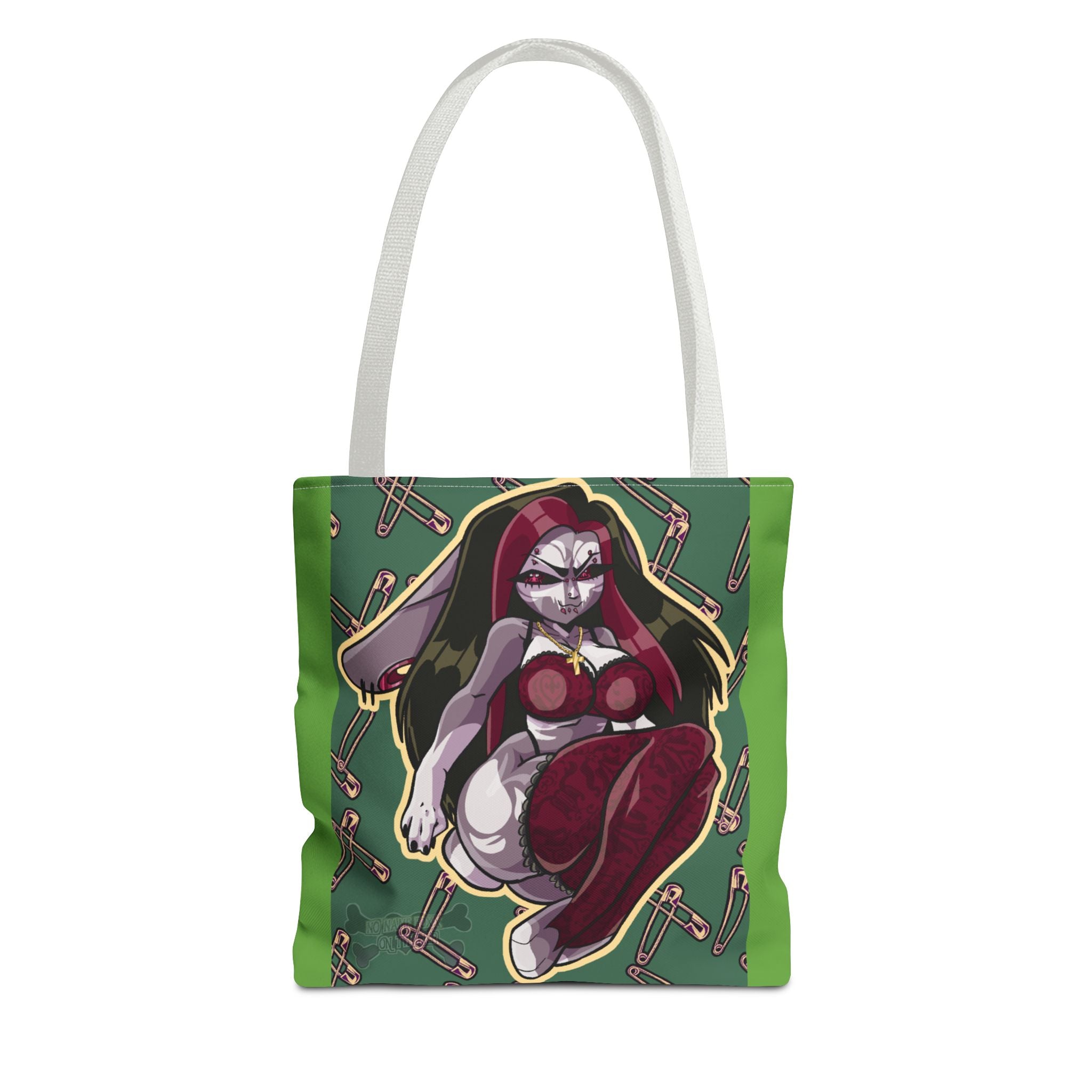 Witch Bunny Pinup Tote Bag | All-Over Print, Gothic Bunny Illustration