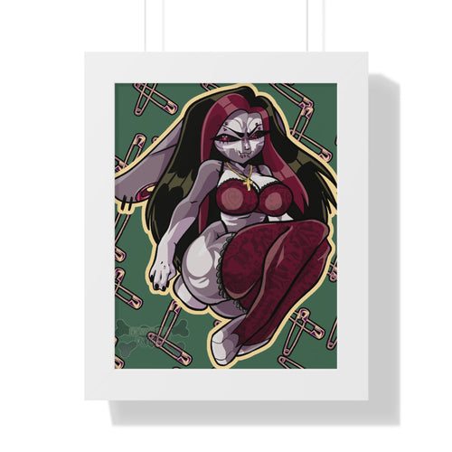 Framed Poster — Gothic Bunny (Selena Rose) Pinup Art Print (Vertical)