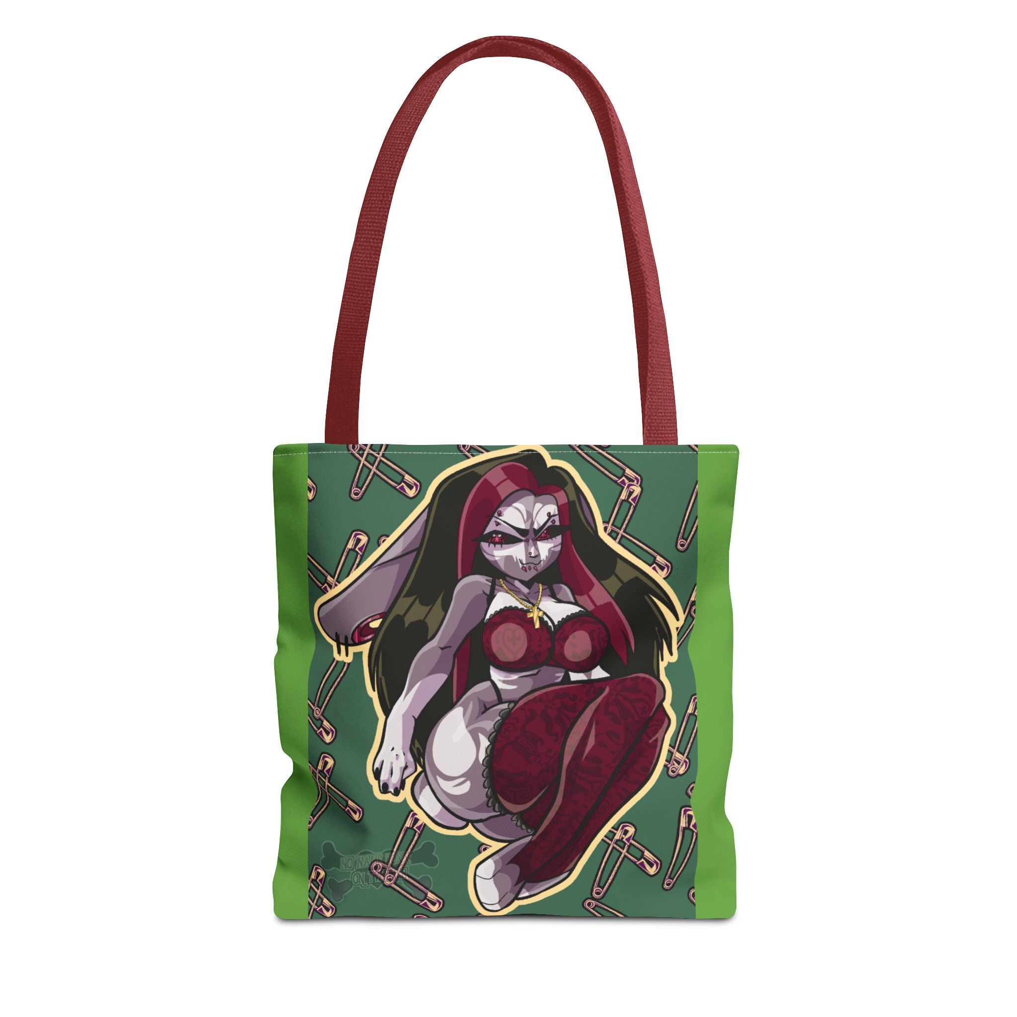 Witch Bunny Pinup Tote Bag | All-Over Print, Gothic Bunny Illustration