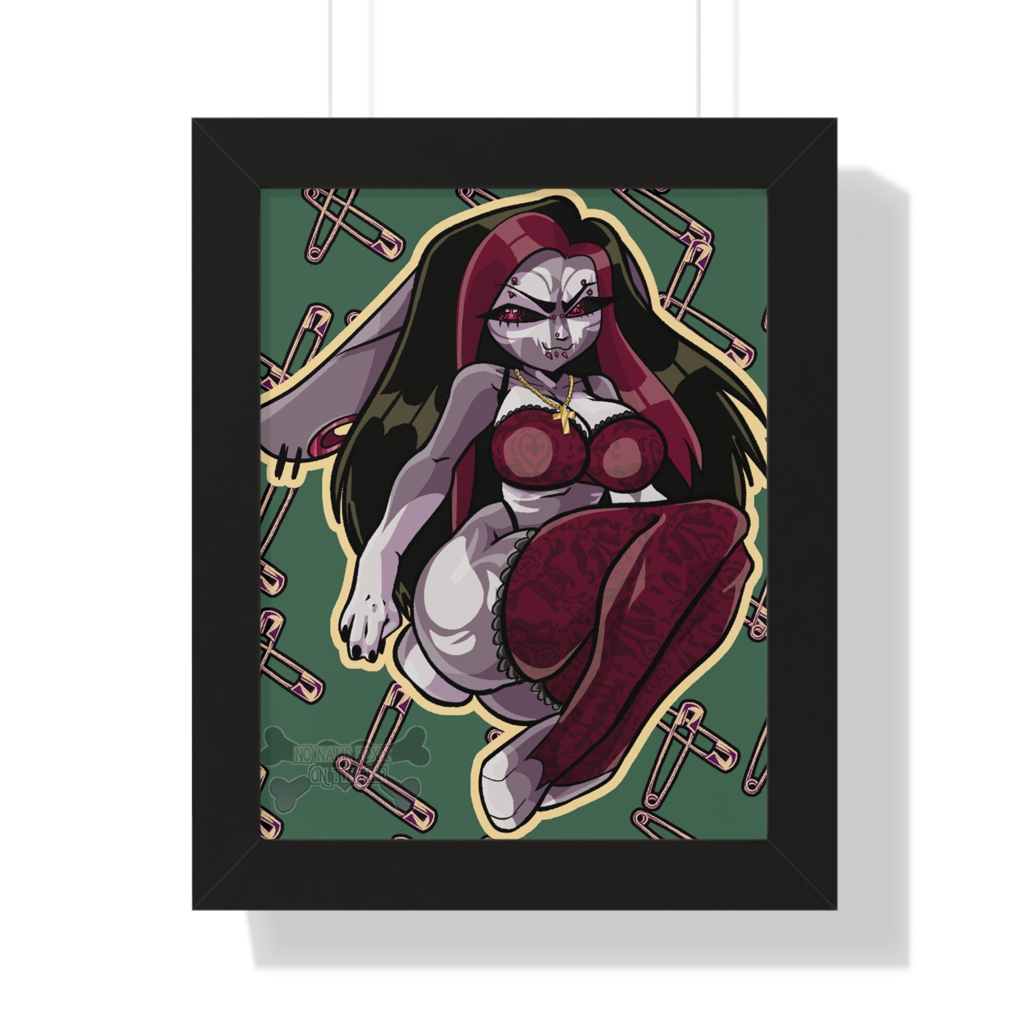 Framed Poster — Gothic Bunny (Selena Rose) Pinup Art Print (Vertical)