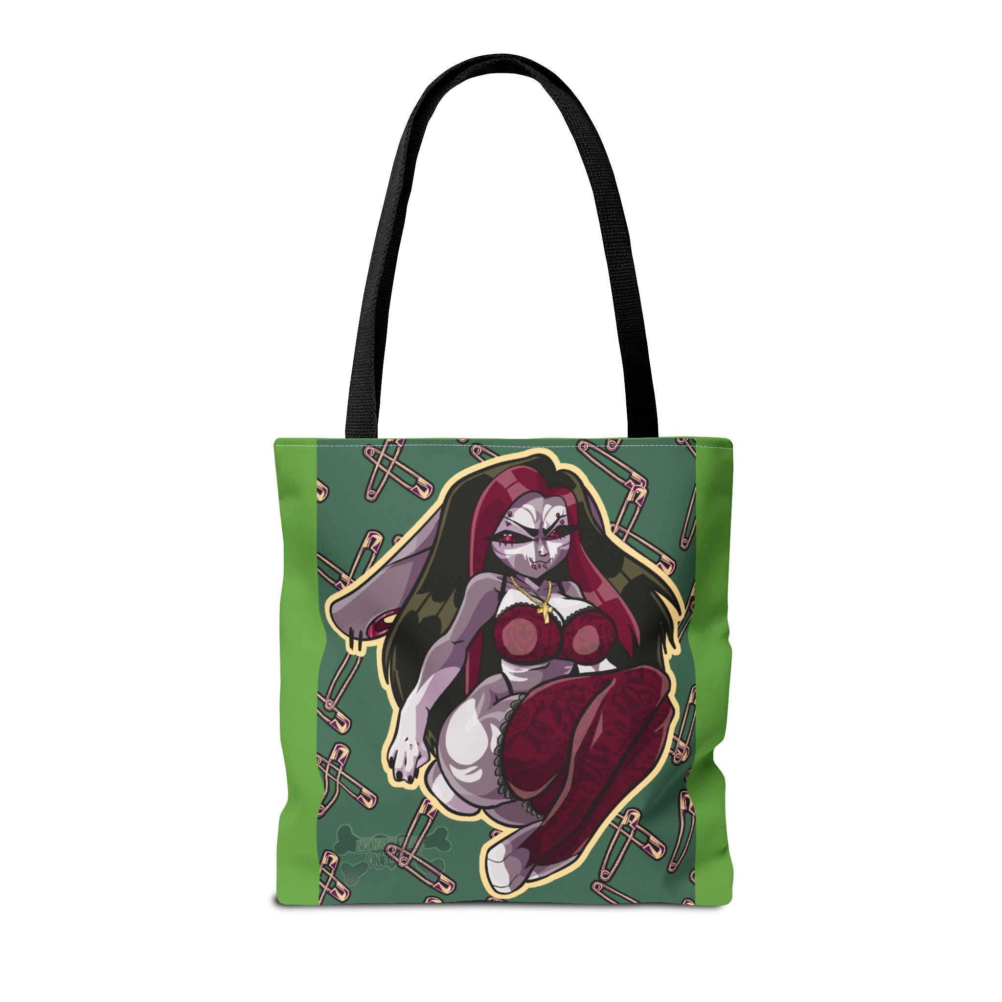 Witch Bunny Pinup Tote Bag | All-Over Print, Gothic Bunny Illustration
