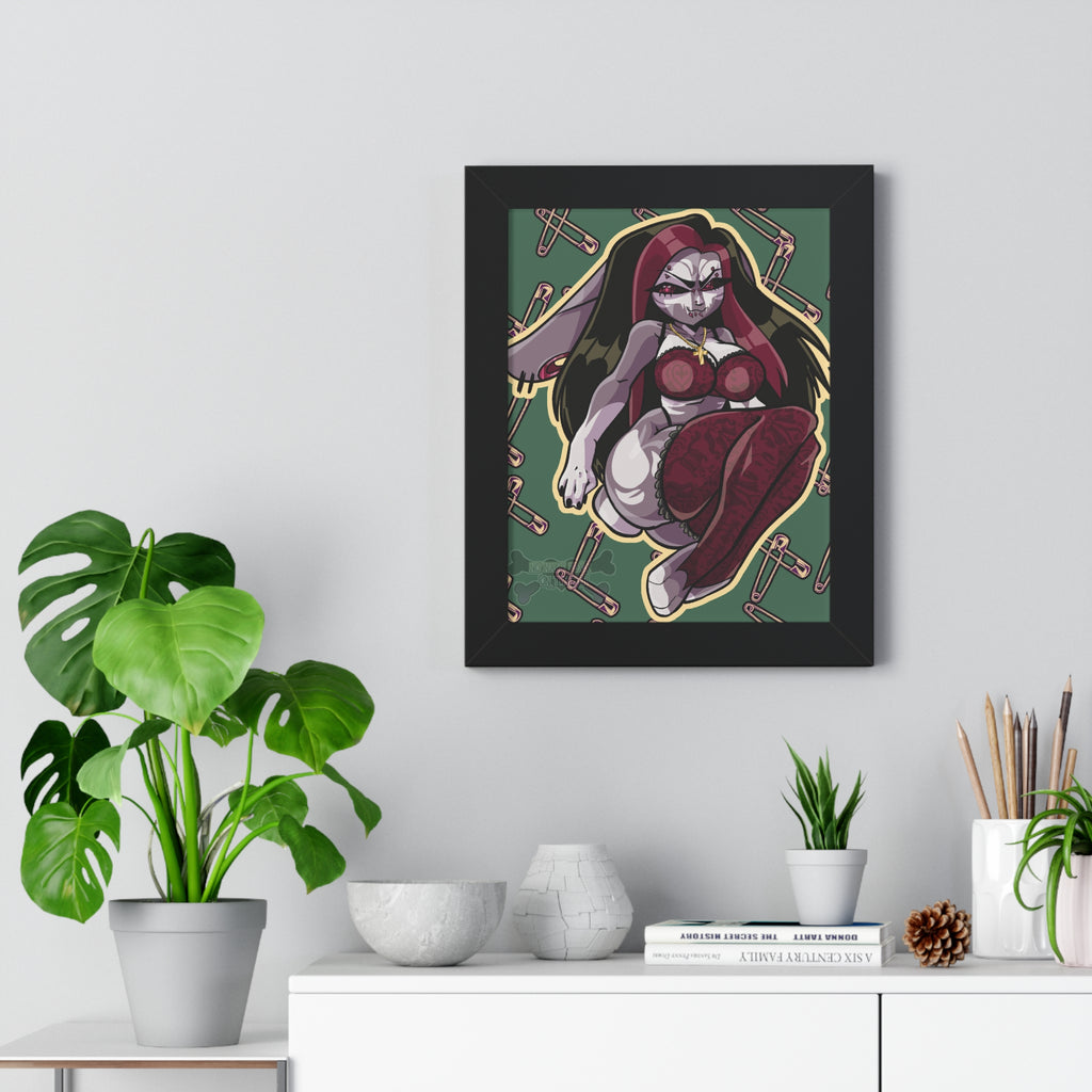 Framed Poster — Gothic Bunny (Selena Rose) Pinup Art Print (Vertical)
